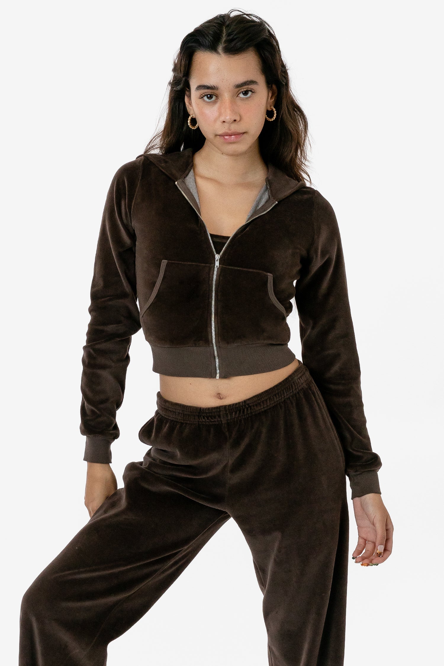 Velour zip up online hoodie womens