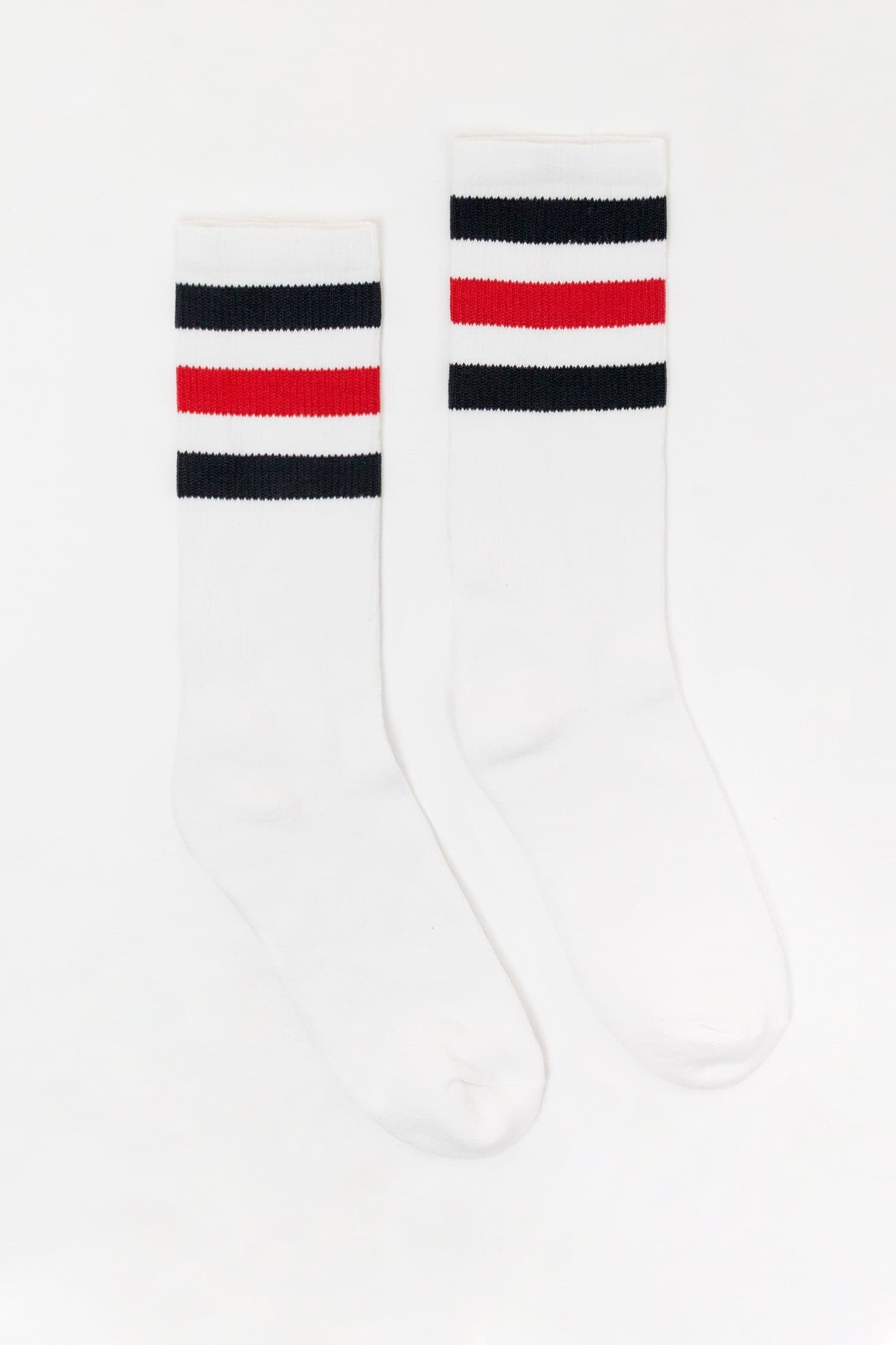 Sports Cotton Sock Calf 3 Pack - White/Black Stripe - Community Clothing