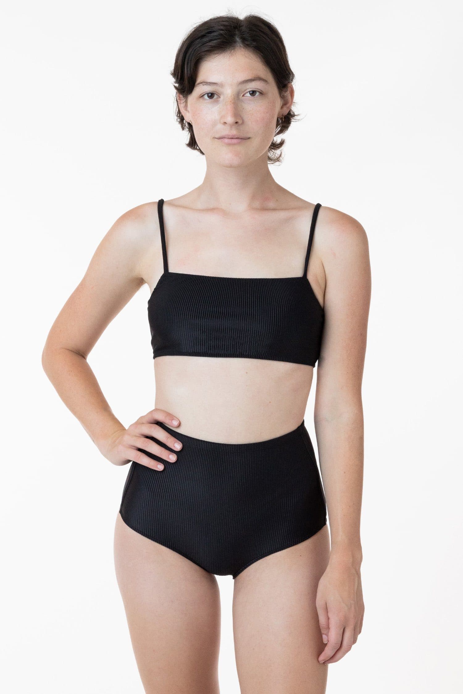 RRS075 The Ribbed Minimalist Crop Swim Top