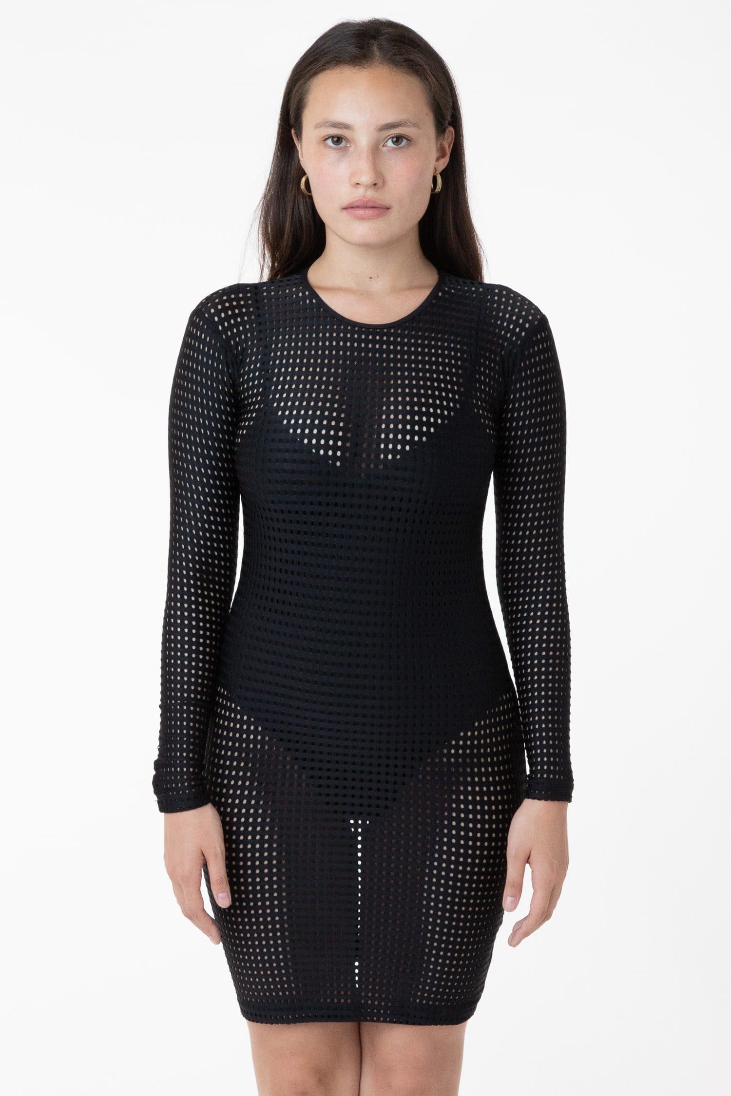 RNS309 - Long Sleeve Circle Mesh Dress – Los Angeles Apparel