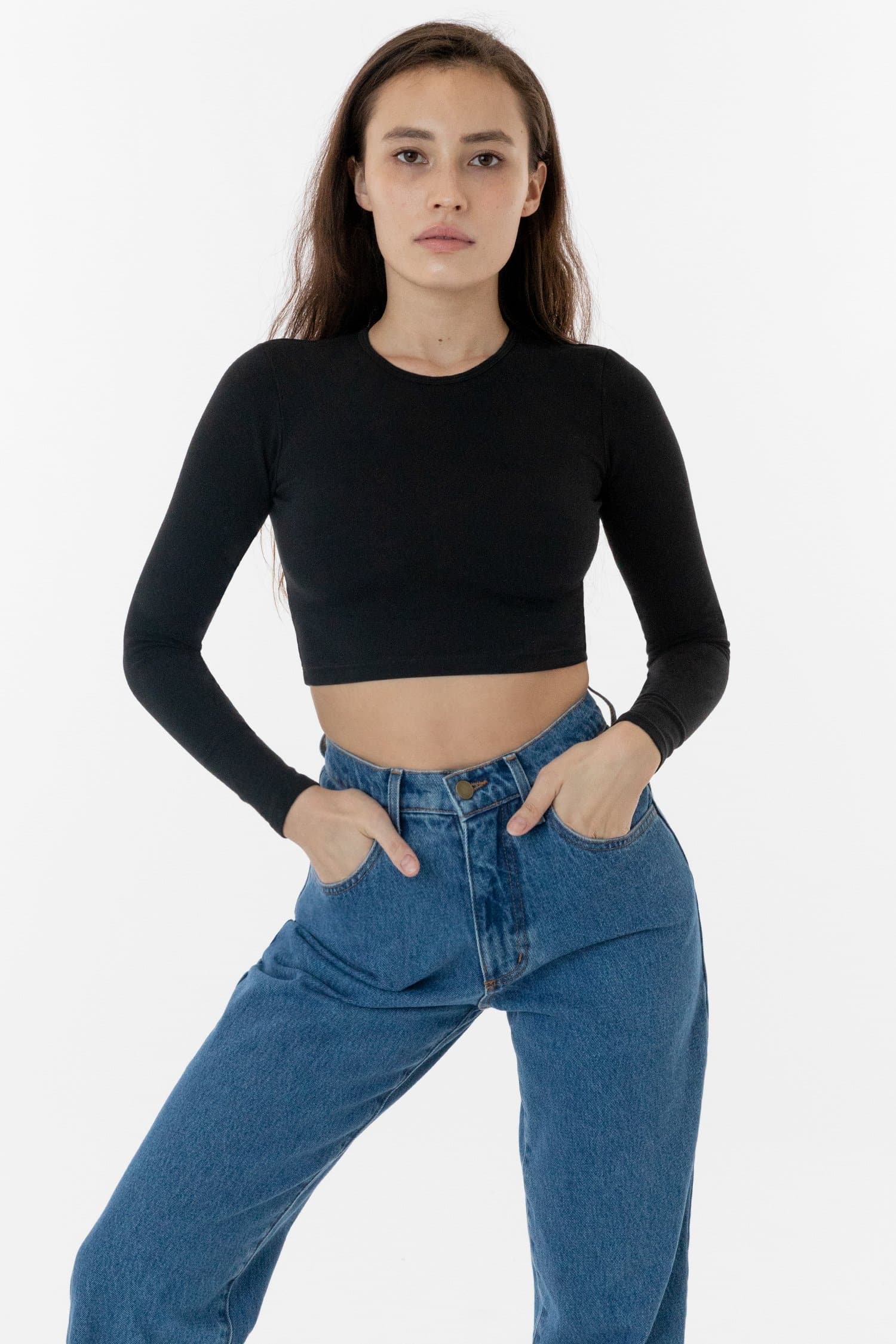 American apparel long store sleeve crop top