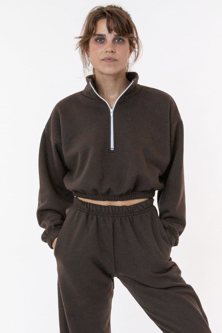 New Obsession Fleece-Lined Half-Zip Scuba Pullover (Chocolate
