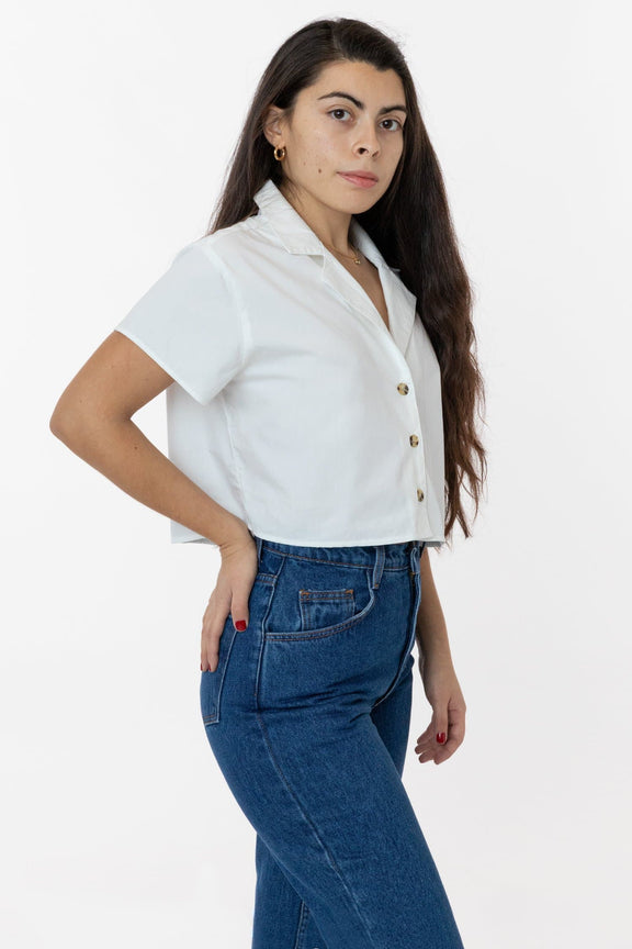 RCP315GD - Boxy Cropped Camp Collar Shirt – Los Angeles Apparel