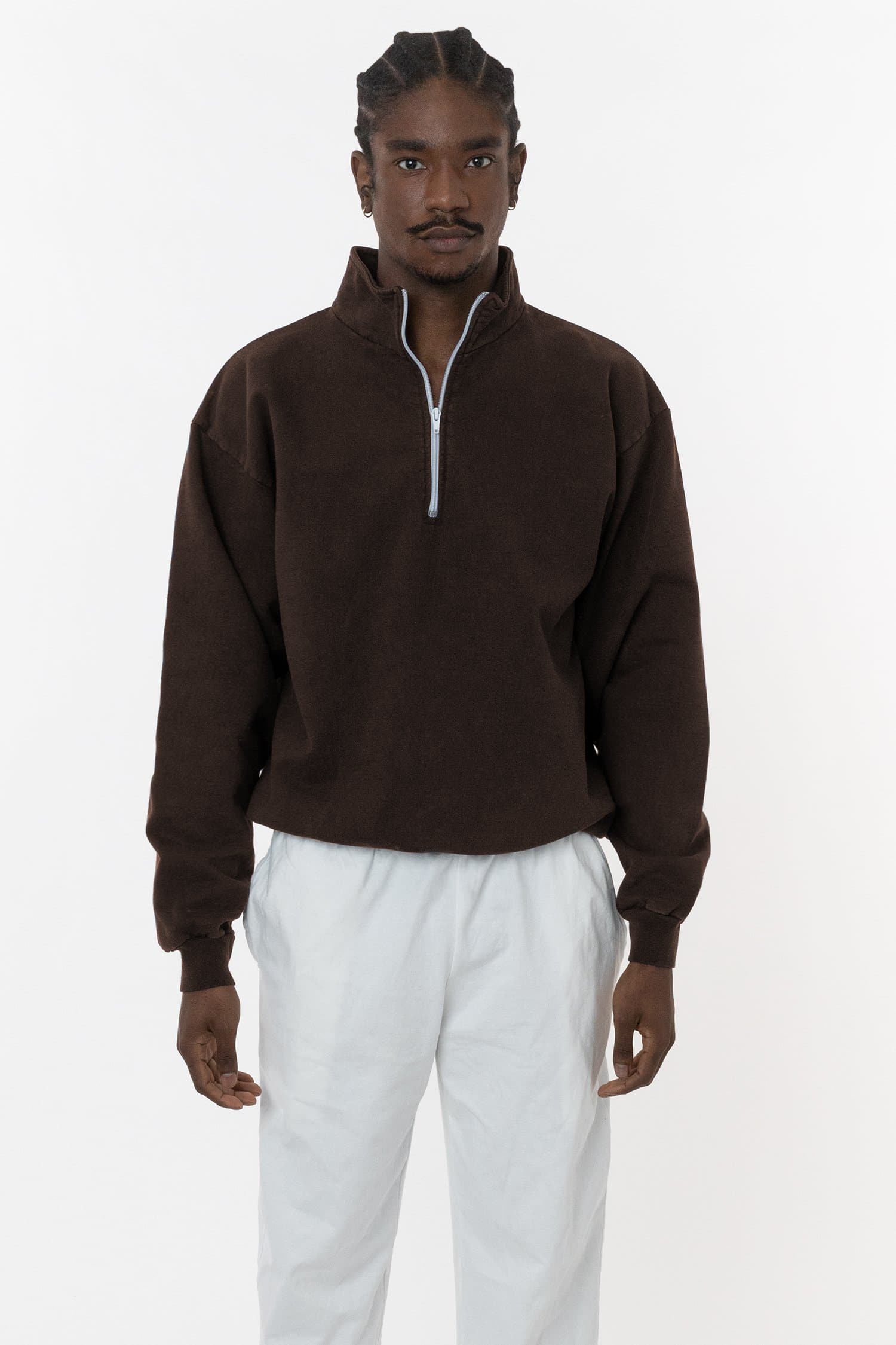 New Obsession Fleece-Lined Half-Zip Scuba Pullover (Chocolate Brown)