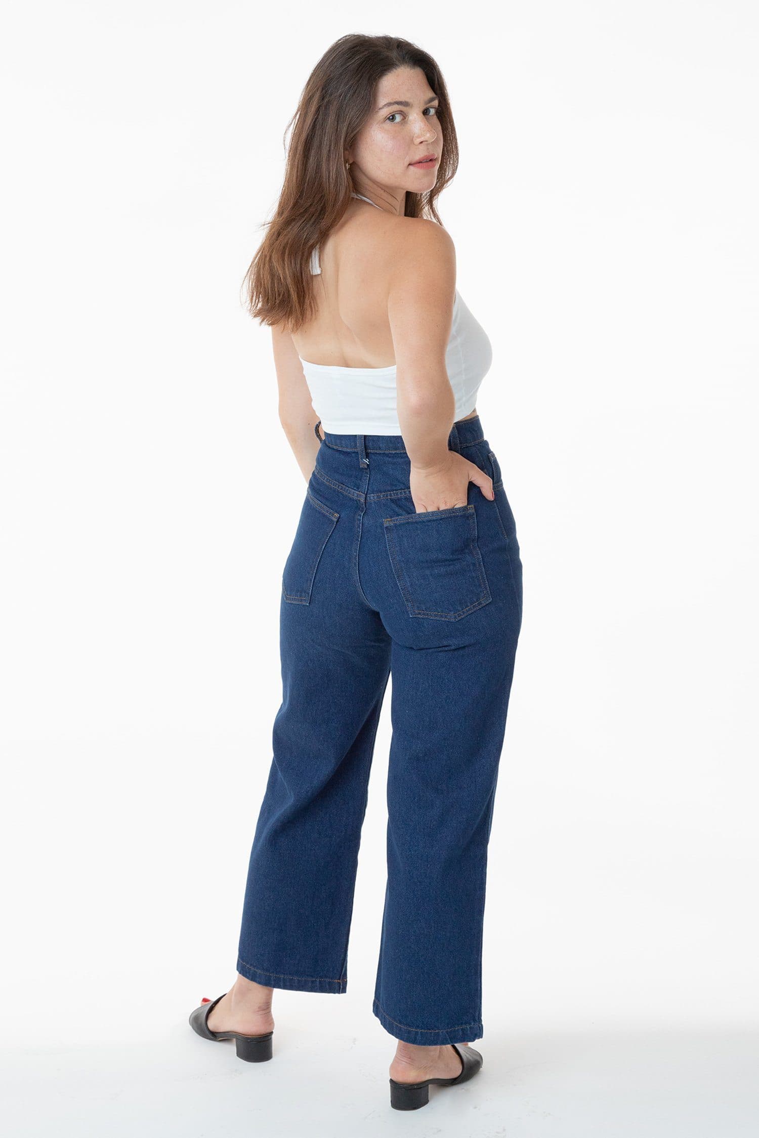 RDNW09 High Waisted Wide Leg Denim Jean - Main Image