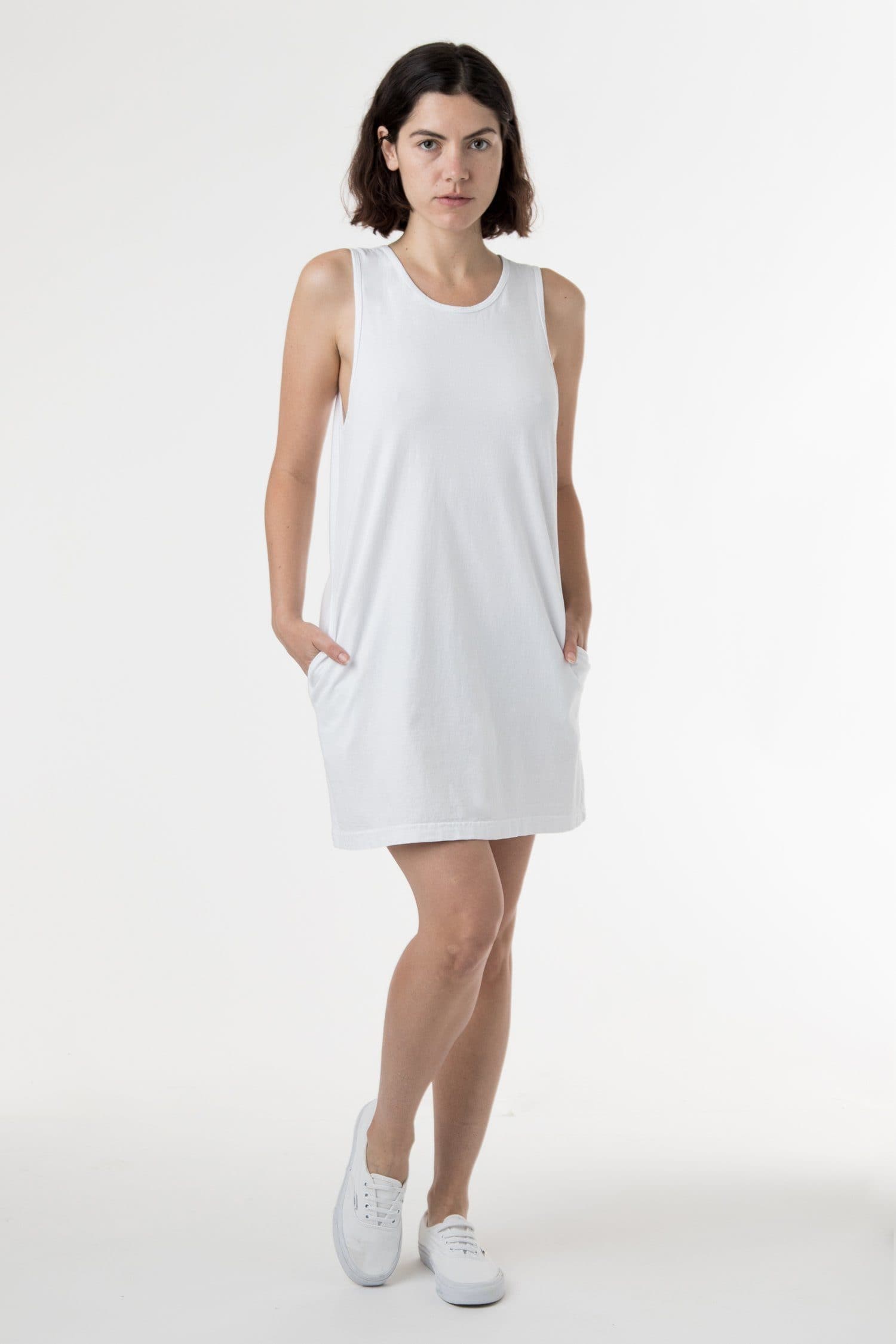 White sleeveless clearance t shirt dress