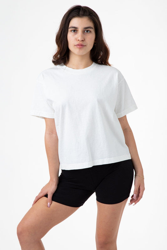 Los Angeles Apparel | Crew Neck Baby T-Shirt for Women in White, Size M/Os