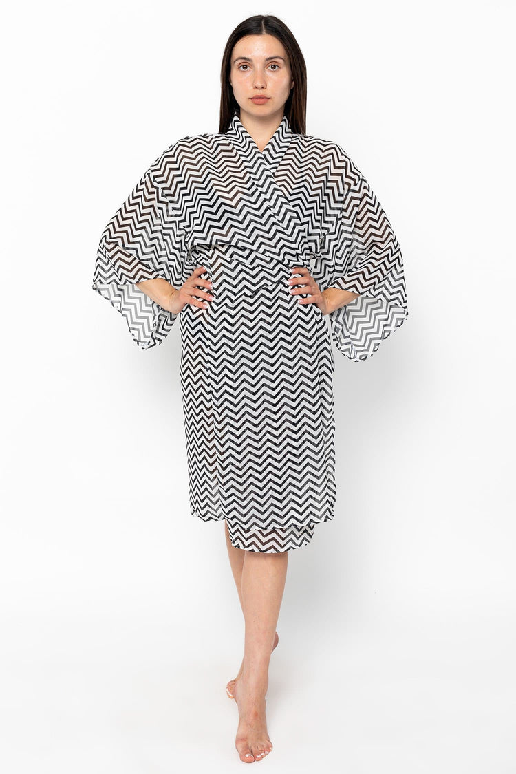 RPCH01 - Printed Chiffon Kimono Robe