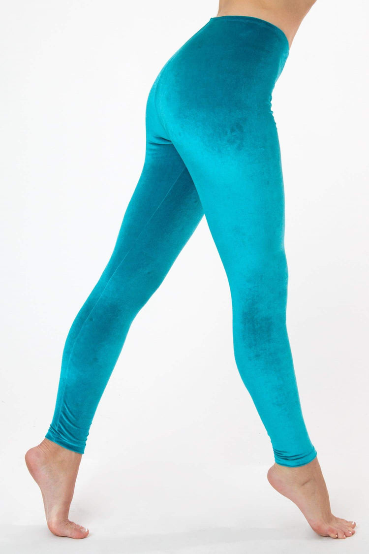 Dark Teal Cotton Full Length Leggings Tights - Made in USA - S