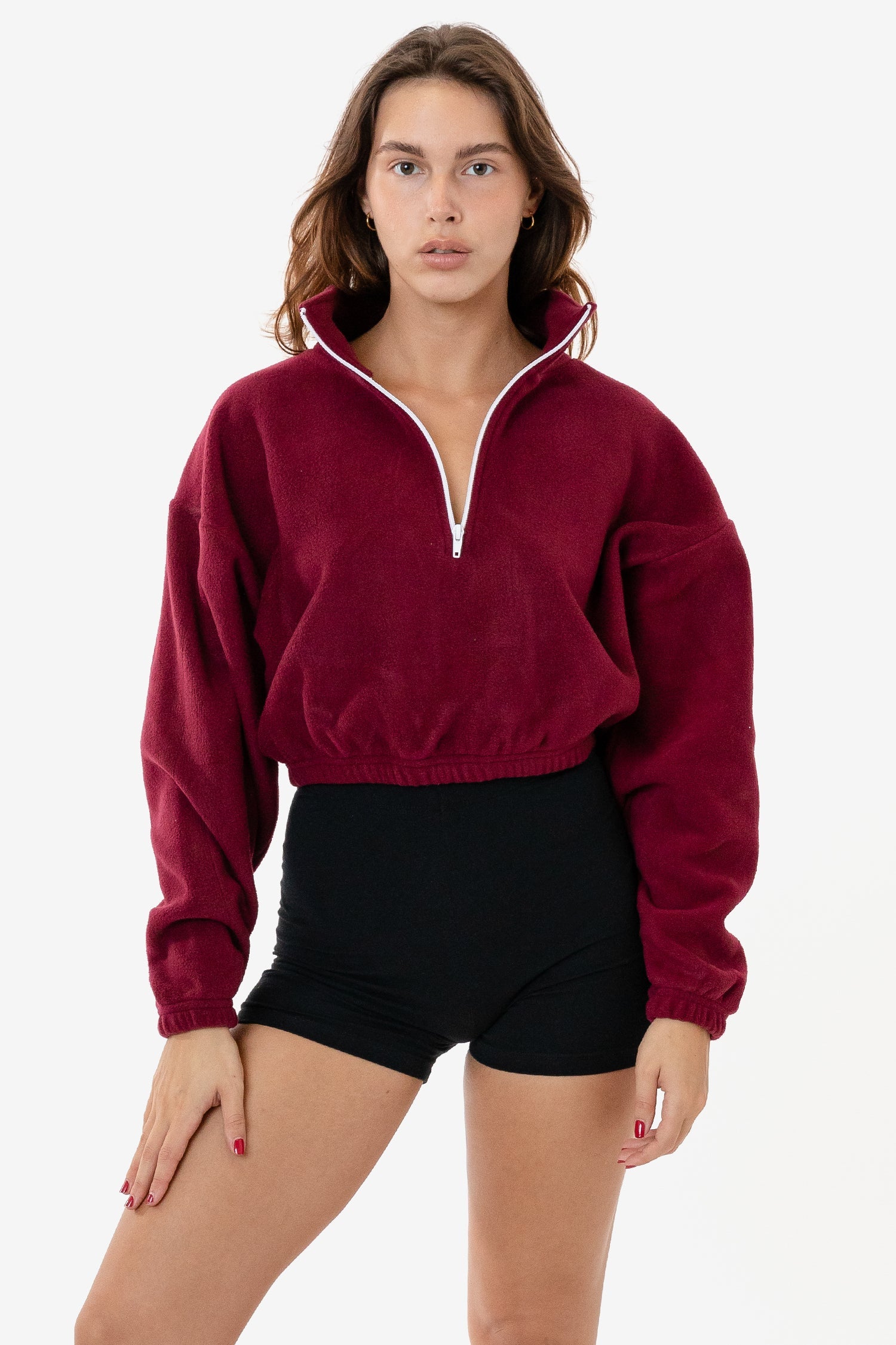 PF306 - Cropped Polar Fleece Half Zip Pullover