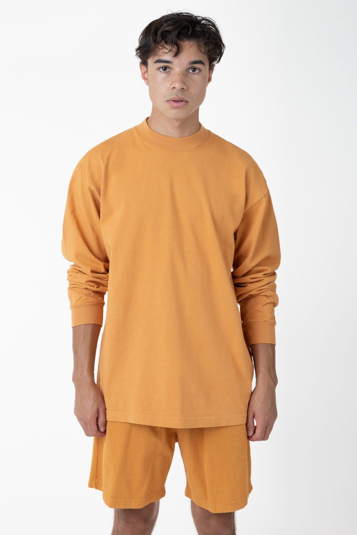 1406GD - Long Sleeve Garment Dye Mockneck T-Shirt