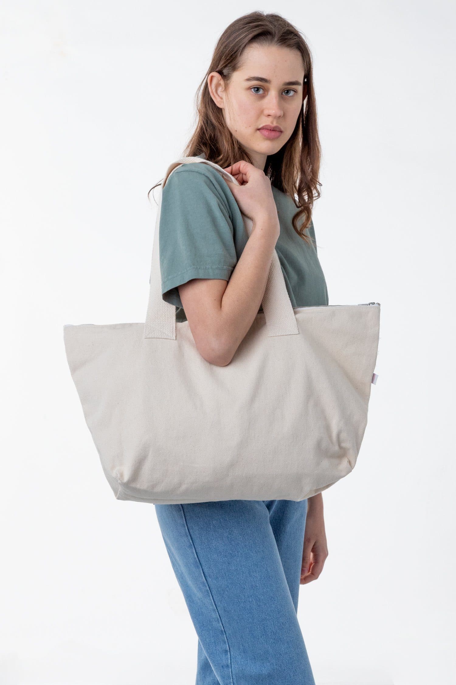 Los Angeles Apparel | Carry All Zip Tote in Light Pink