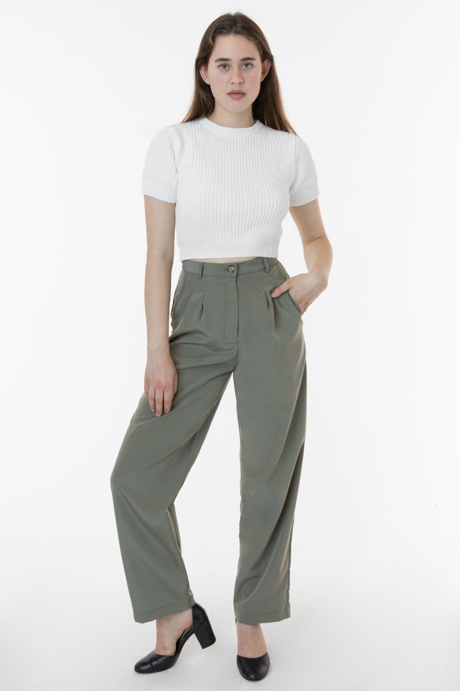 RSAPP350 - Poly Pleated Straight Leg Pant – Los Angeles Apparel