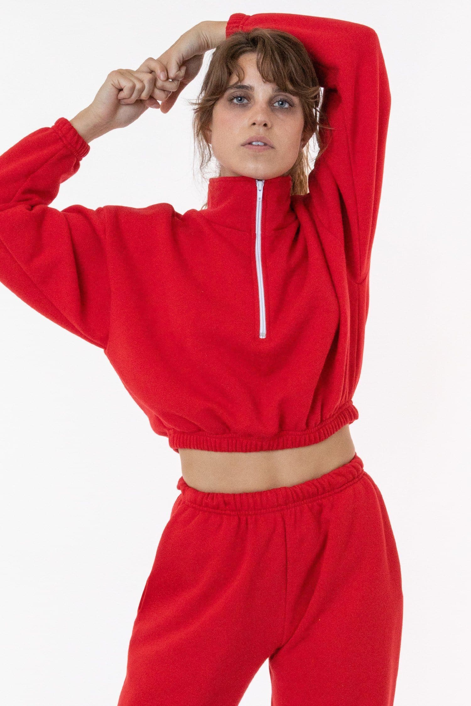 F396 - Flex Fleece Half Zip Cropped Pullover – Los Angeles Apparel