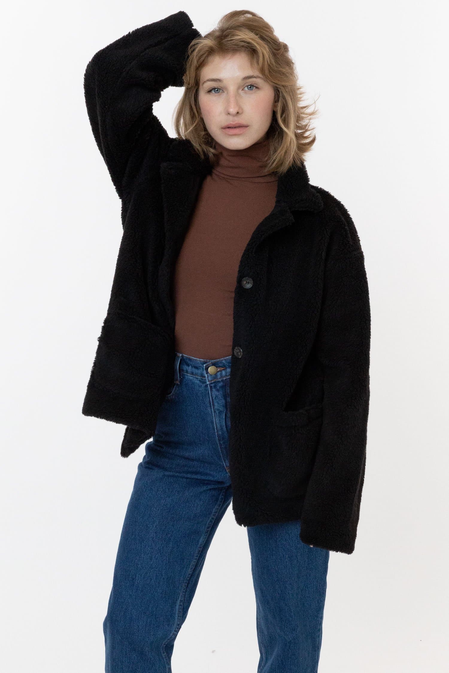 Womens black sale sherpa coat