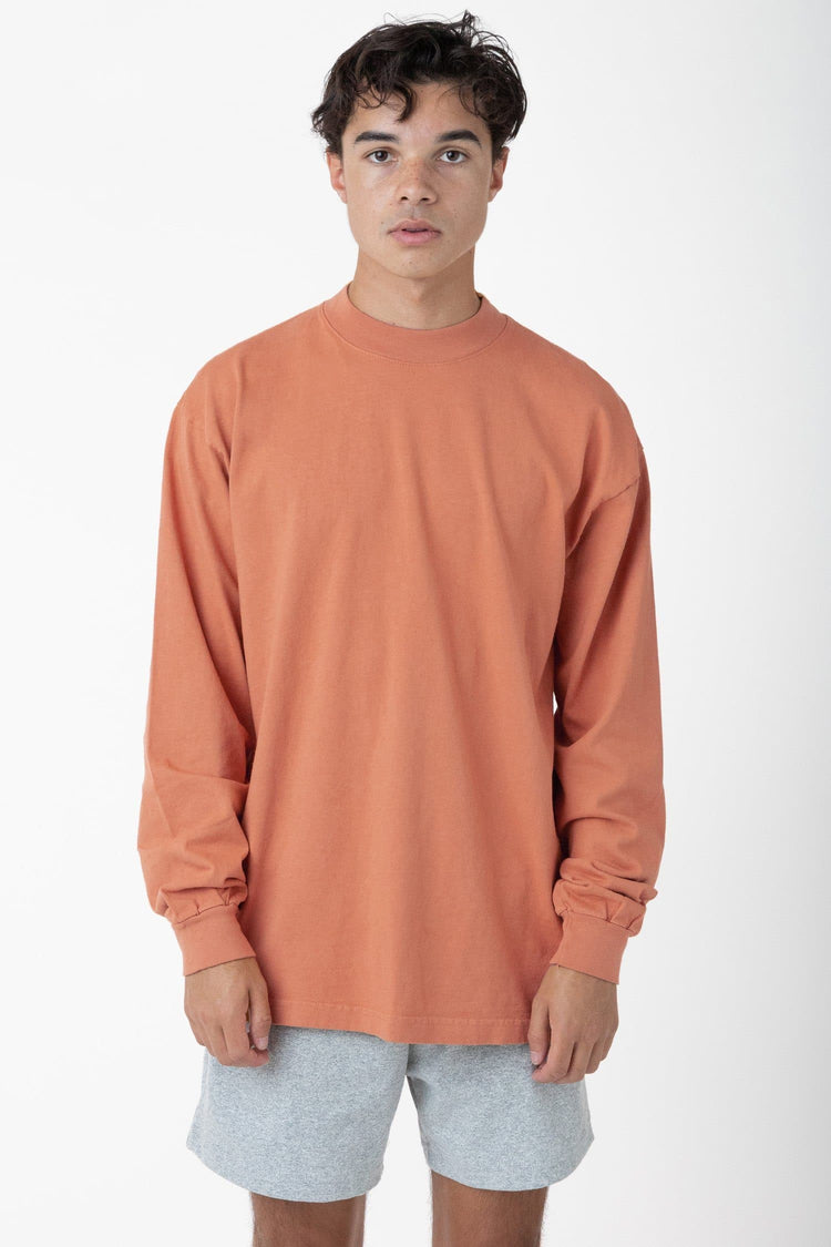 1406GD - Long Sleeve Garment Dye Mockneck T-Shirt