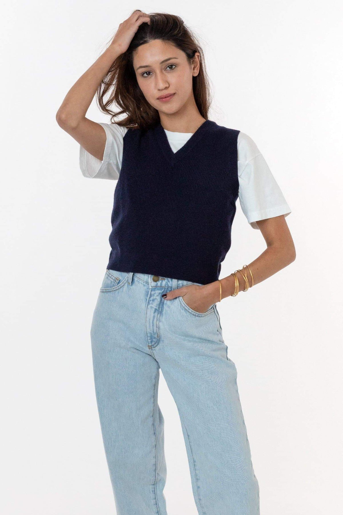 Los Angeles Apparel Cashmere Knit V-Neck Vest