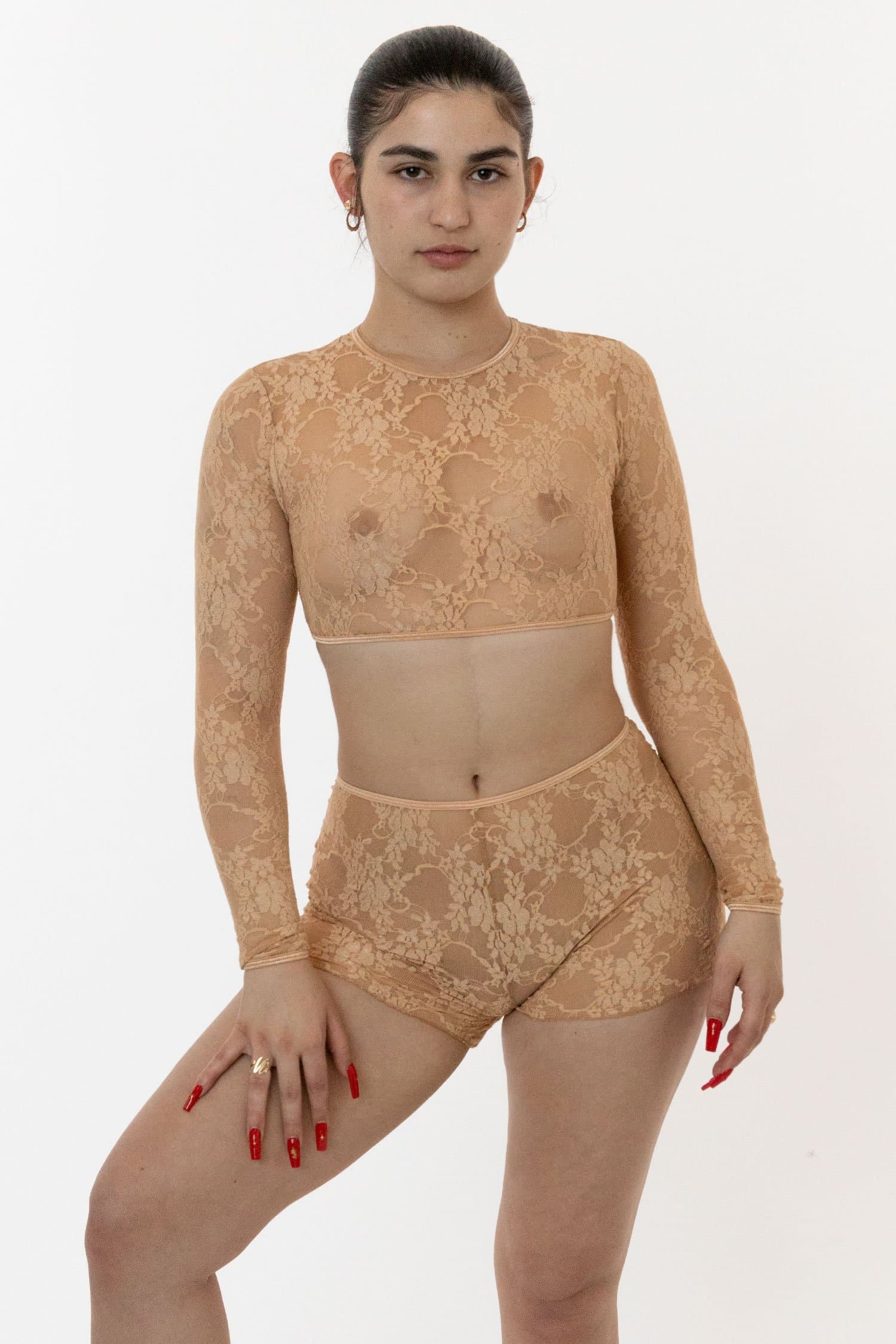 Nude Long Sleeve Sheer Top – La Forte Studio
