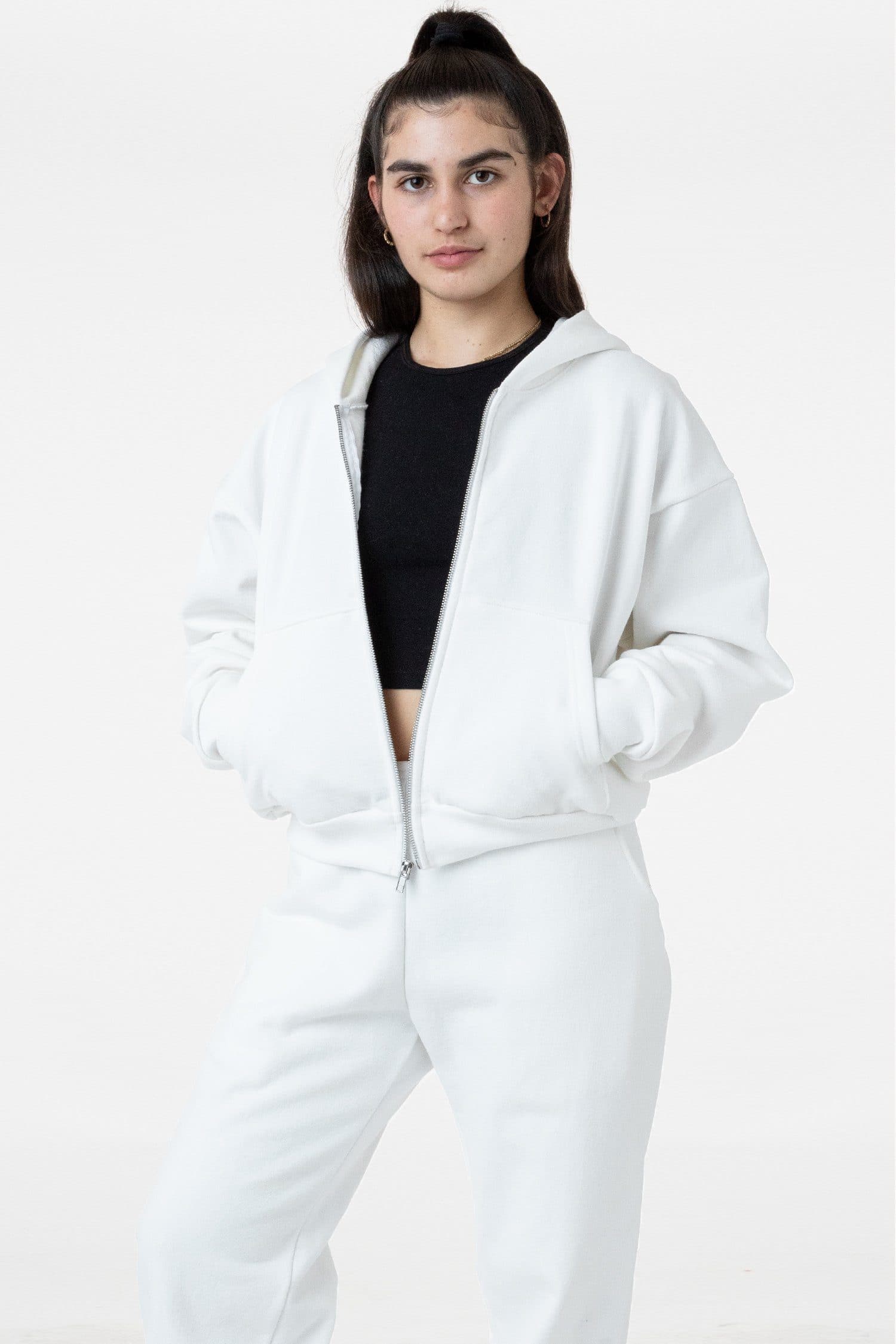 Cropped white zip hot sale up sweater