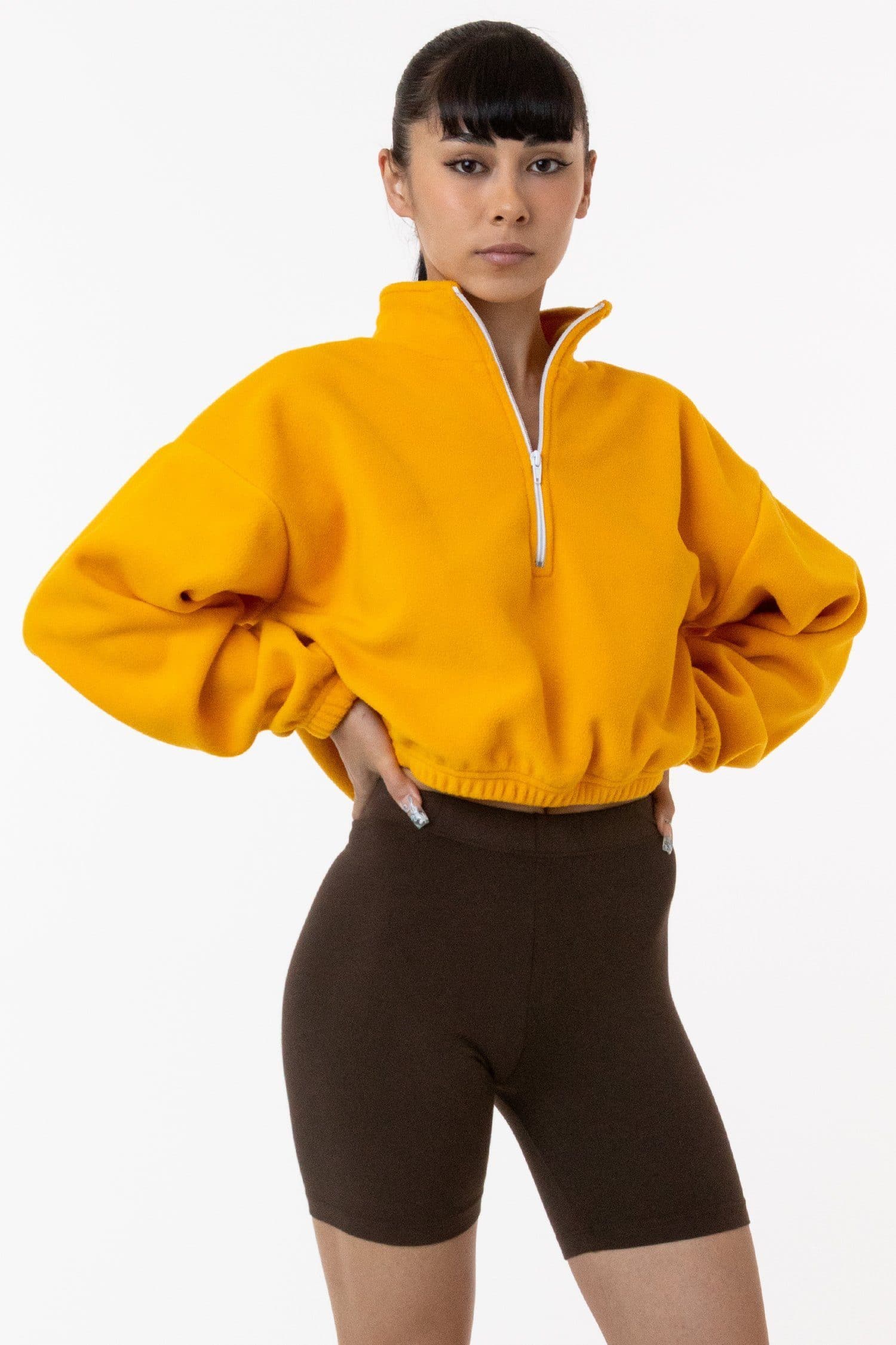 PF306 - Cropped Polar Fleece Half Zip Pullover – Los Angeles Apparel